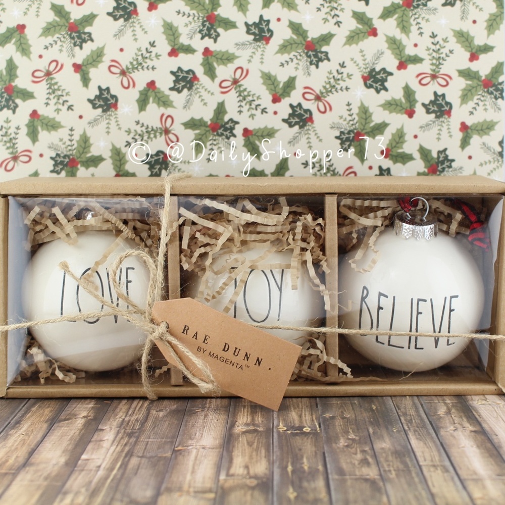 Rae Dunn "Love, Joy, & Believe" Ornaments